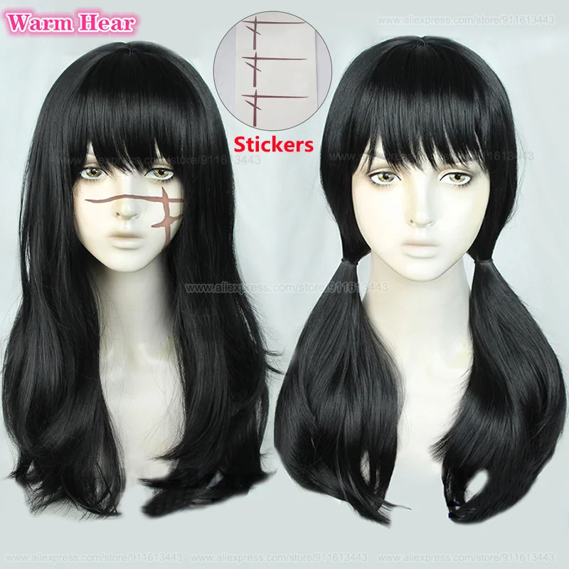 

Mitaka Asa Synthetic Wig Anime COS Black Long Cosplay 2 Styles Wig And Sticker Heat Resistant Hair Halloween Party Wigs +Wig Cap