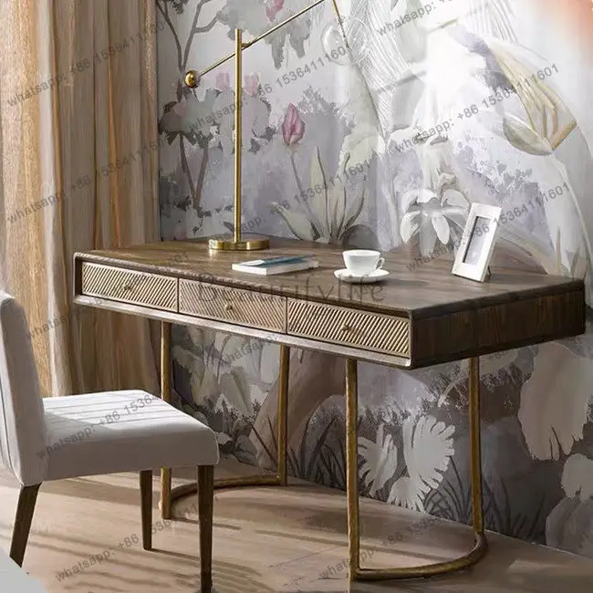 Nordic solid wood desk creative workbench writing notebook with drawer table