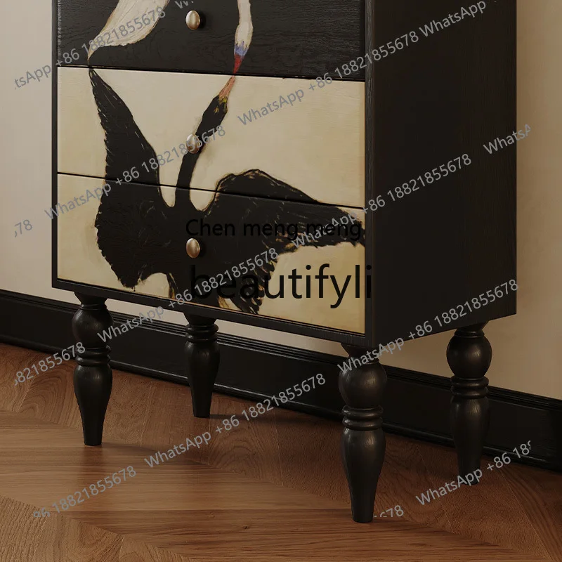 جديد وصول الفرنسية الرجعية الصدر أبيض وأسود بجعة مجلس الوزراء غرفة المعيشة الطعام خزانة جانبية #4