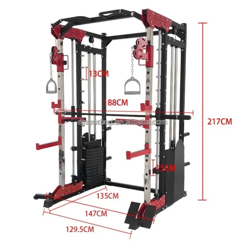 Subsize Multi Functional Station Trainer Cable Crossover Pull Up Rack Smith Machine Squat Rack Home Gym Fitness Equipment