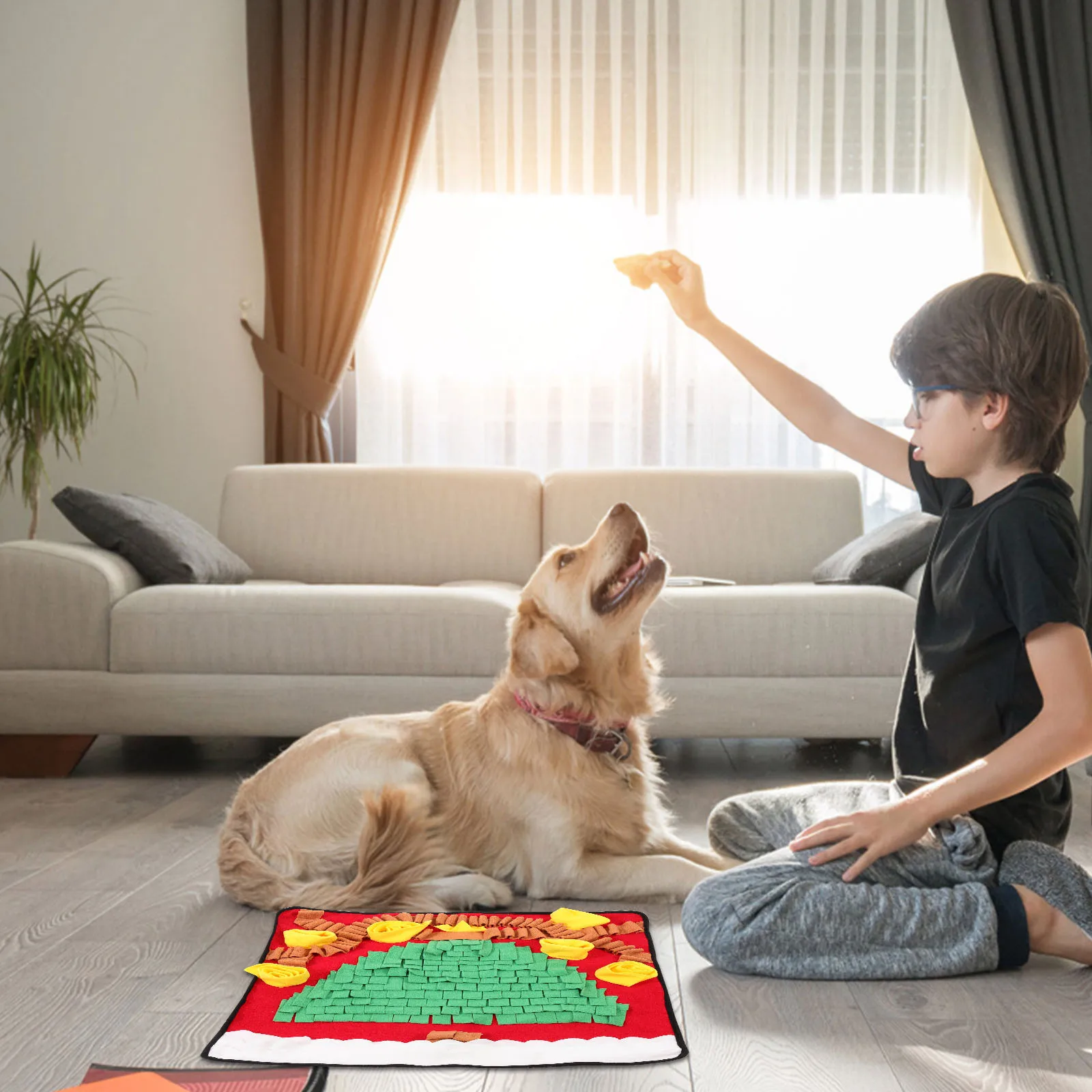 

Dog Snuffle Mat Bright Color Washable Slow Feeder Foraging Feeding Household Interactive Pet Sniffing Pad Non Slip Cartoon Style