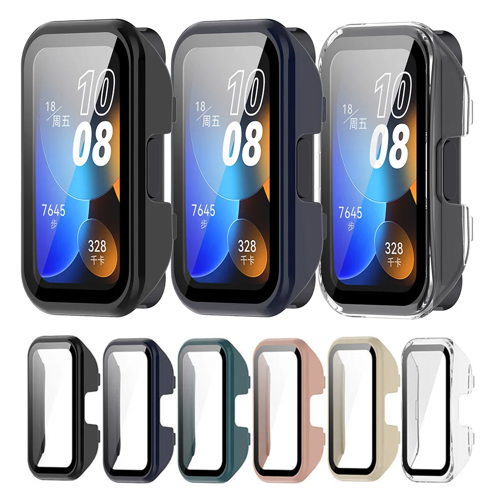 PC+Tempered Glass Protective Case For Huawei Band 10/9/8 NFC Full Screen Protector Shell Bumper Cover