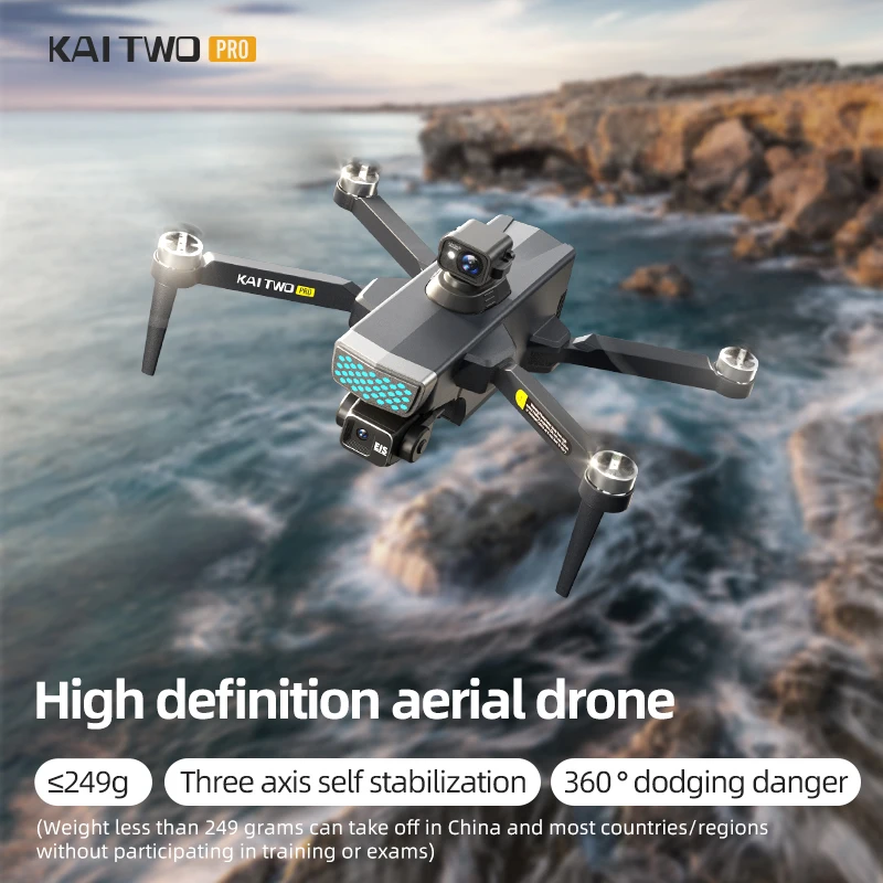 KAI TWO 3-axis Gimbal HD Aerial Photography Drone Brushless GPS 360° Laser Obstacle Avoidance Folding Aircraft  RC Quadcopter