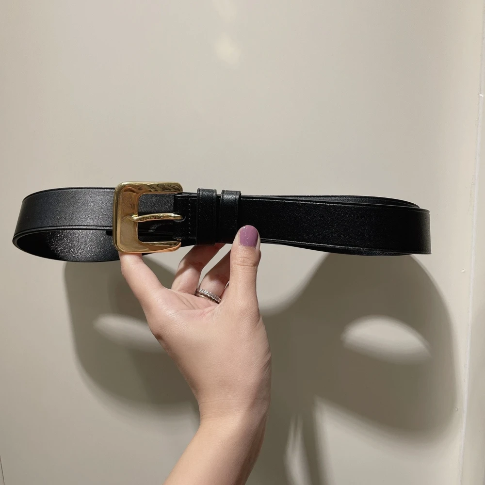 

New Luxury Brand Retro Gold Buckle Leather Belt for Women High Quality Designer Casual Fashion Jeans Belts Handmade