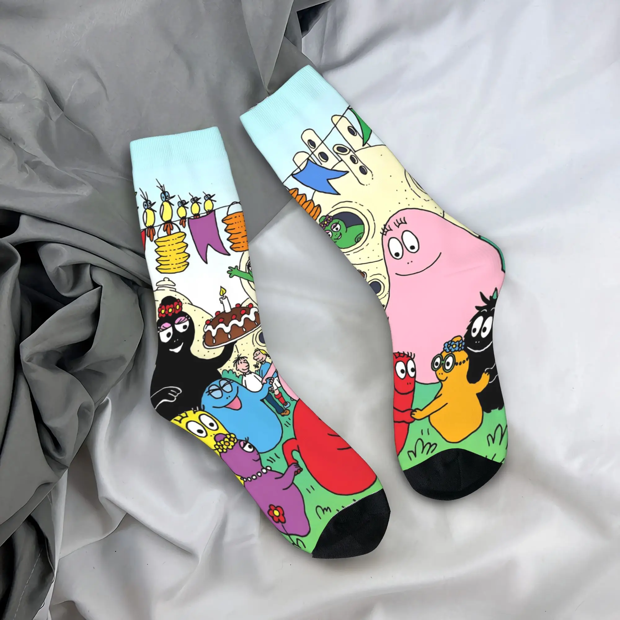 

Семейные чулки Barbapapa Barbamama, мужские носки унисекс, средние мягкие забавные носки, осенние уличные нескользящие носки с узором, подарок