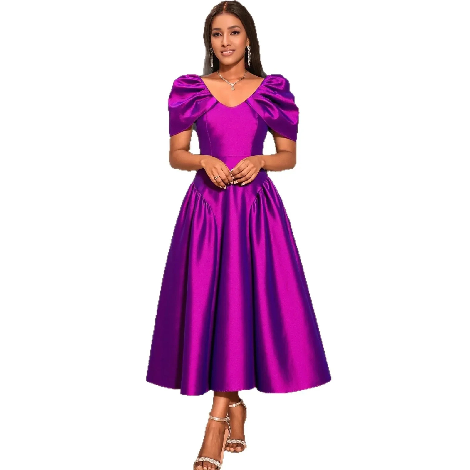 

Sexy Bodycon Dresses Short Puff Sleeve Elegant Women Evening Cocktail Birthday Wedding Party Gowns Outfits Drop Shipping 3XL 4XL