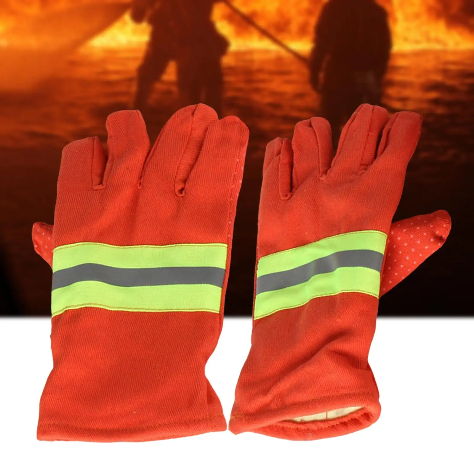 2Pcs Orange Feuerwehr Handschuhe Handschuh Feuer Beweis mit Reflektierende Trim Hand Schutz Arbeit Handschuh für Männer und Frauen