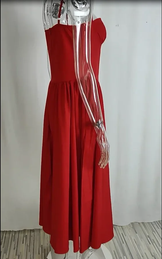 CPSYMYM 女性ドレス春夏最新ソリッドカラーフレンチエレガントレトロスタイルドーパミンドレッシングストラップマキシドレスロング Sk