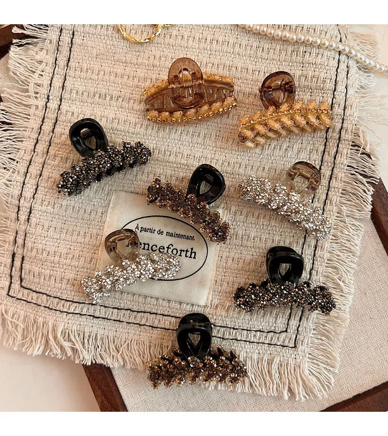 Hair Claw Clip Rhinestone Wheat Small Premium Women Half Updo Back Head Shark Clip Side Bangs Hair Accessories Cute New Style