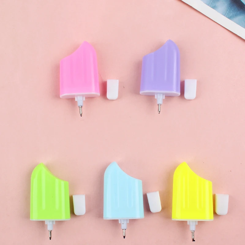 5Pcs/bag New Fun Ice Cream Ballpoint Pen Creative Popsicle Shape Blue Refill Cartoon Funny Pen Student Stationery Children Gift