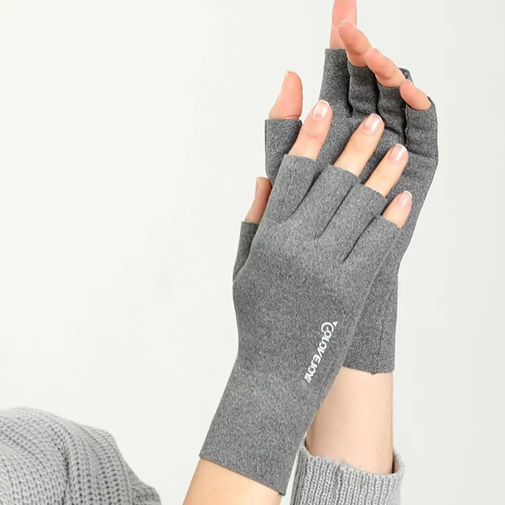 New Solid Color Fingerless Gloves Sunscreen Gloves Semi-Finger Short Mittens Thin Style Non-Slip Driving Half Finger Gloves