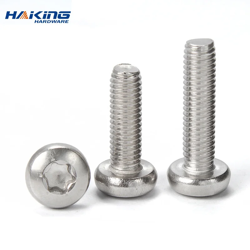 10/50x M2 M2.5 M3 M4 M5 M6 304 A2-70 stainless steel GB2672 Six-Lobe Torx Pan Head Screw Six Lobe Round Head Bolt Length=3-50mm