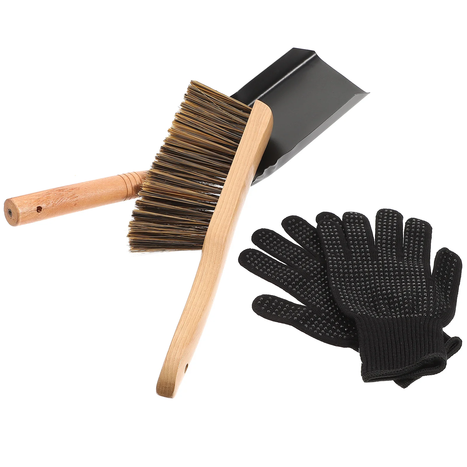 

Shovel Welding Gloves Hearth Brush Set Fireplace Cleaning Brush Stove Coals Shovel Hearth Cleaning Kit Grill BBQ Glove