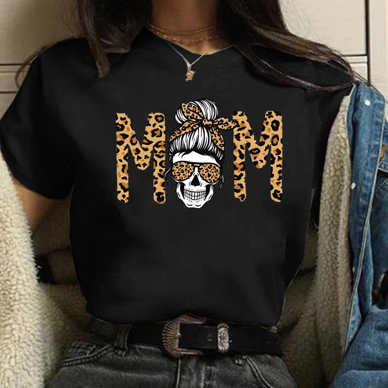 

Fashion Leopard Mom Printed T-shirts Harajuku Summer Short Sleeves Tops Tees Women T Shirt Funny Mama Female T-shirt Clothes