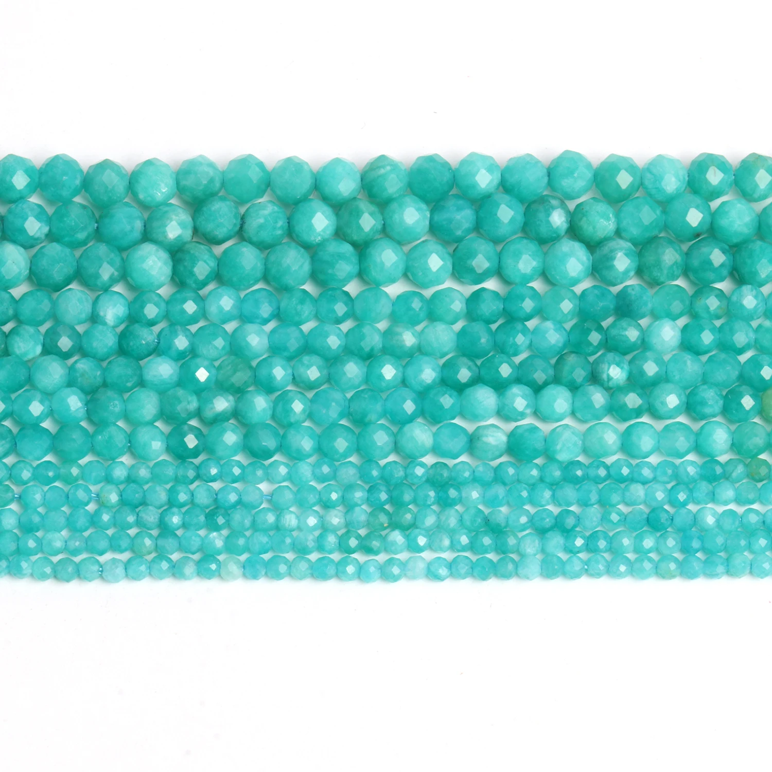 Natural Stone Faceted Beads Blue Amazonite Spacer Tiny Loose Beads for Jewelry Making DIY Bracelet Necklace 15inch 2/3/4mm