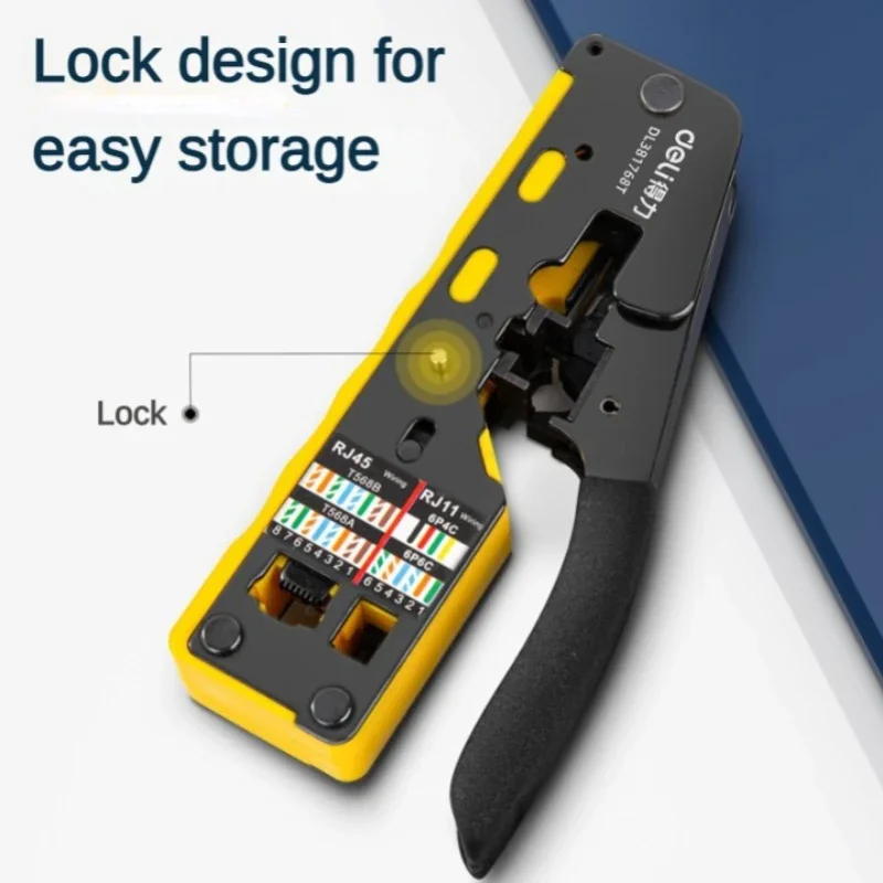 Deli-mini herramienta de Red multifunción integrada, crimpadora de terminales de cable, CAT5/6/7/8 Ethernet, RJ45/11