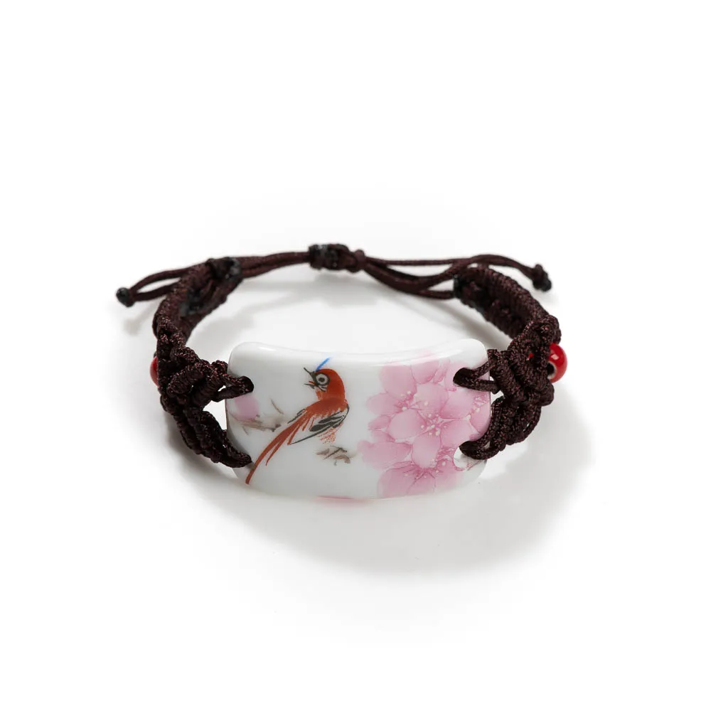 Pulsera de mano ajustable de porcelana azul y blanca china Vintage para mujer, regalo de patrón hermoso, H921