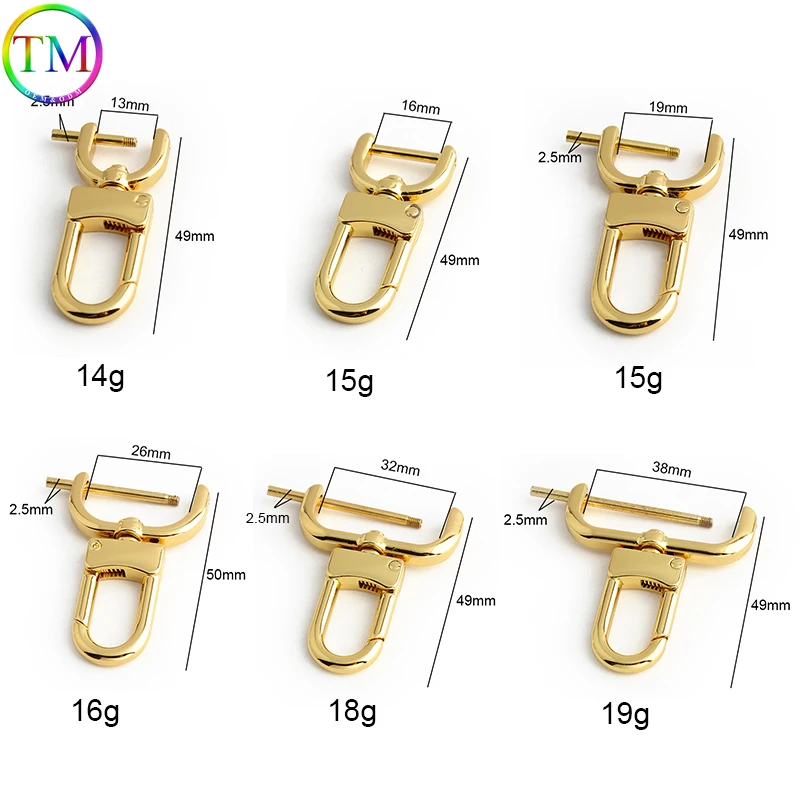 K gold Light gold Gun black Metal Detachable Swivel Snap Hooks For Handbag Purse Carabiner Snap Hook DIY KeyChain Accessories