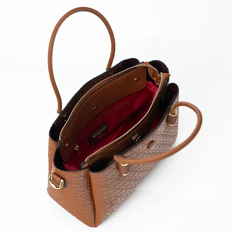 CH Large Capacity Tote Bag Women Black Embossed Leather Work Handbag Crossbody Shoulder Bag For Office Daily image 5