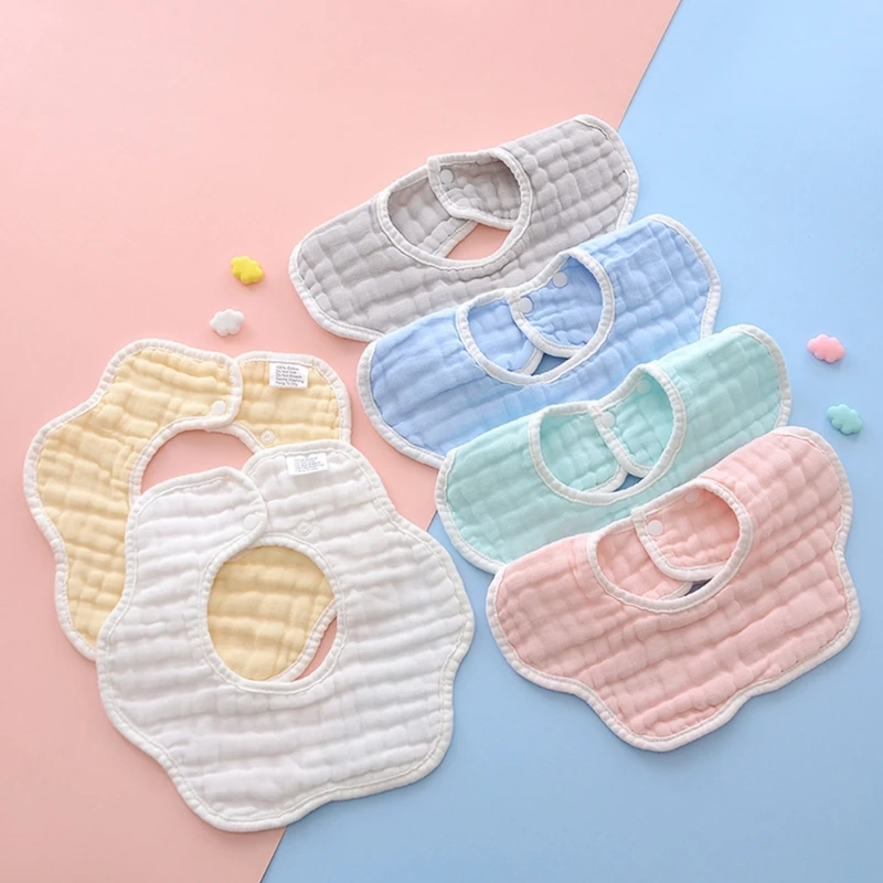 B2EB 0-24M Baby Cotton Saliva Towel Unisex 8-layer Baby Bibs for Newborn Boy Girls