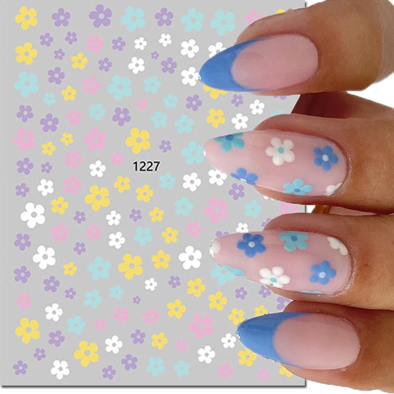 3d Nail Art Decals Candy Colors Petals Flowers Adhesive Sliders Nail Stickers Decoration For Nail Manicure