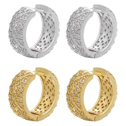 ZHUKOU Round hoop earrings Rhombic cubic zircon big hoop earrings for women Elegant women's Earrings Jewelry Wholesale VE685