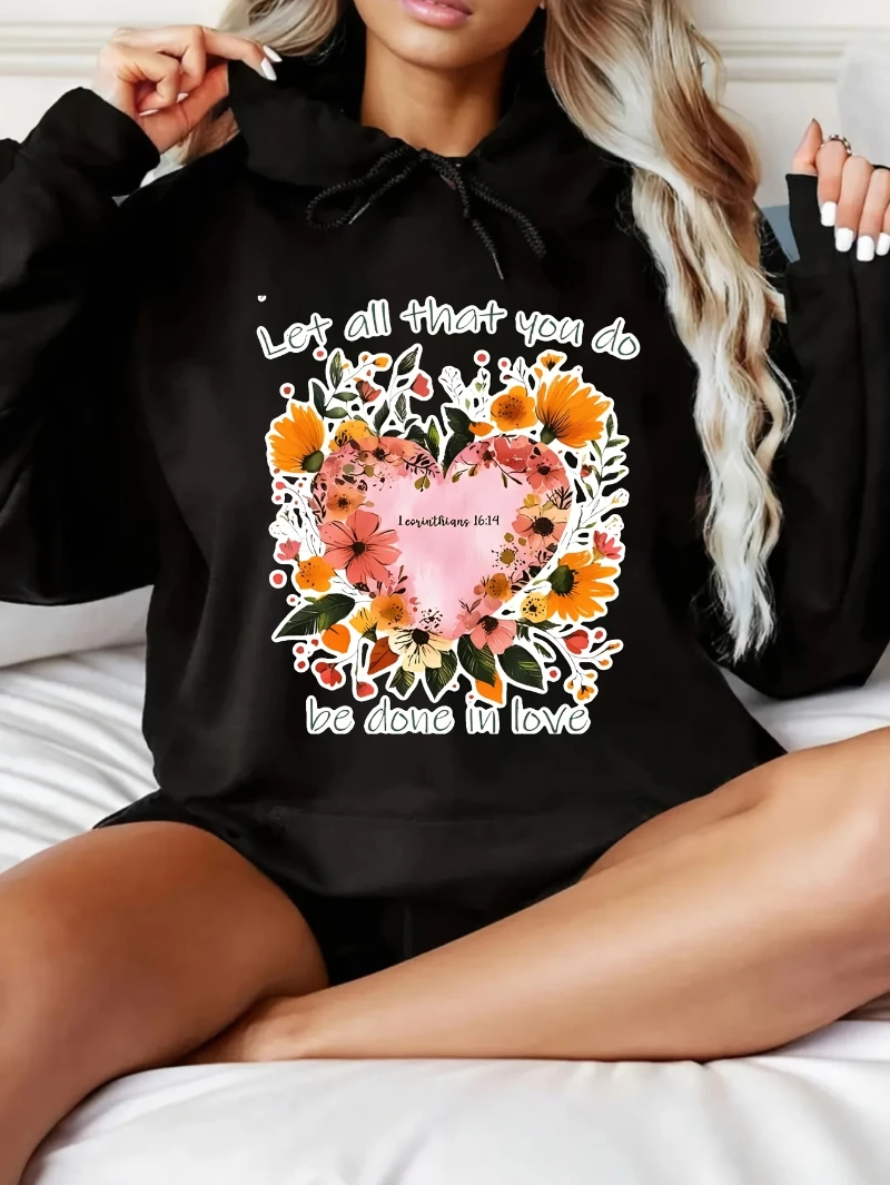 

2025 Autumn and Winter Women's Floral Heart Hoodie with Verse - _let Everything Be _ 1 16_14