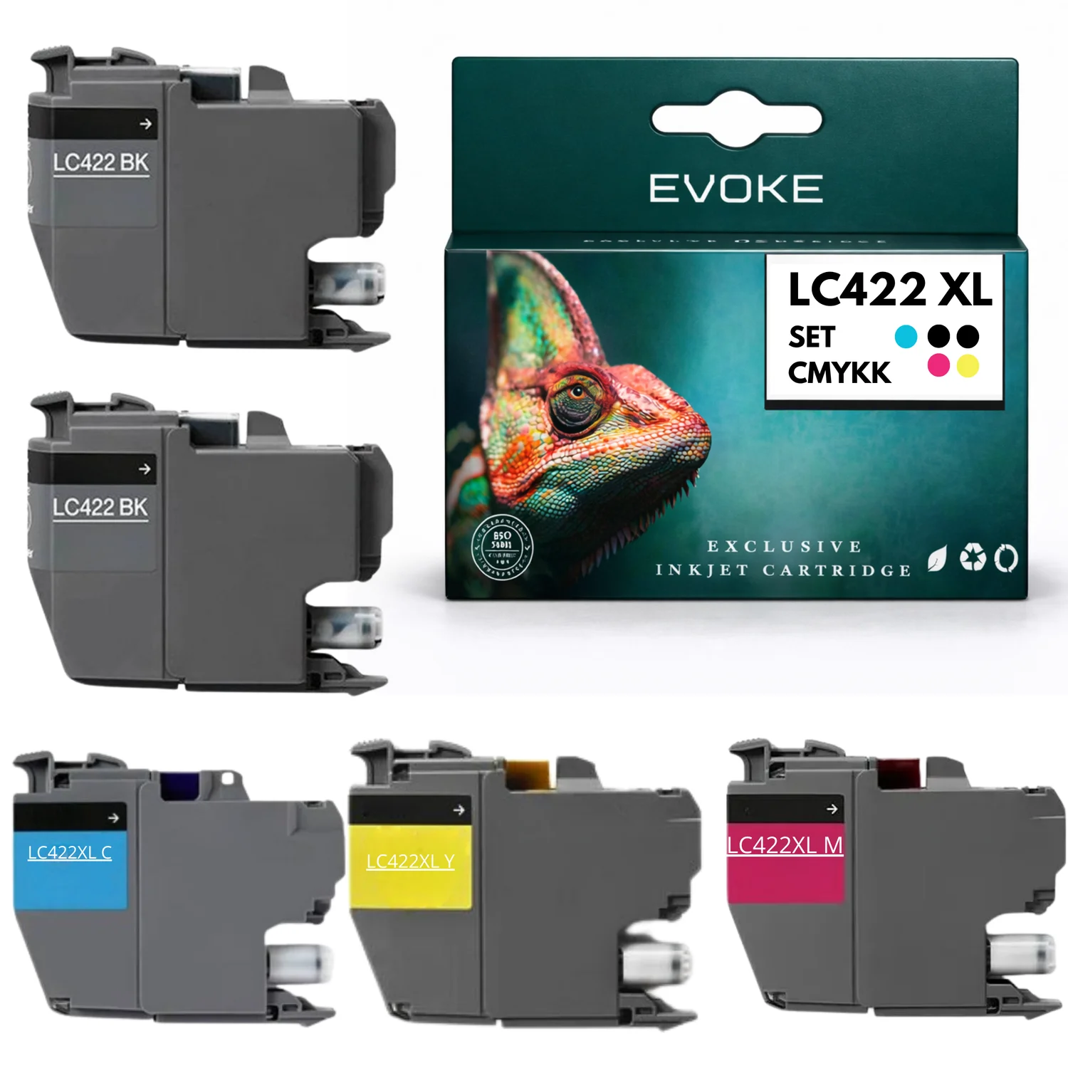 Evoke compatibele inkt voor Brother Lc-422Xl Lc422Xl 4X CMYK: zwart, cyaan, magenta, geel 114 ml Mfc-J5340Dw J5340Dwe J5345Dw J5740Dw J6540Dw J6540Dwe J6940Dw