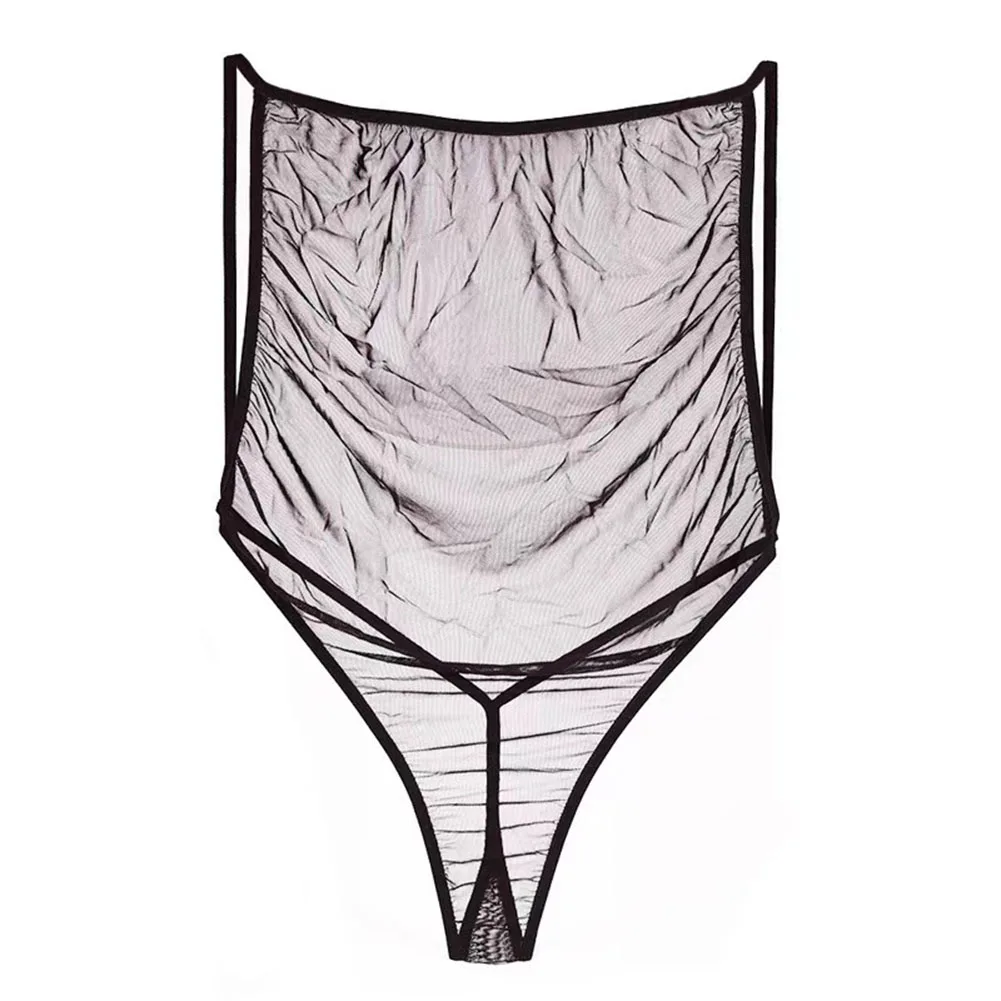 

Solid Color Men's Lingerie Sheer Mesh Bodysuit T Back G-strings Thongs Erotic Underwear Sexy Jumpsuits Sleeveless