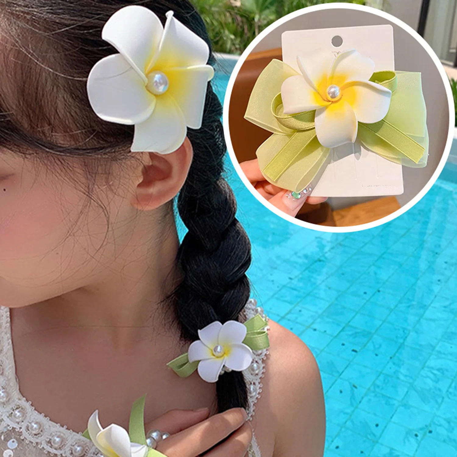 

Girls Bow Hair Clip Headwear Artificial Flower Headpiece Buckle Barrette Sweet Hairgrip Egg Flower Hairpin Ribbon BB Clip