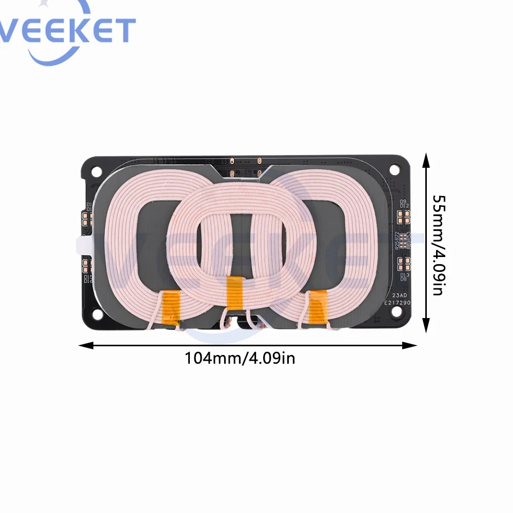 18W Samochodowa ładowarka bezprzewodowa o dużej mocy z 3 cewkami Typ-C DC12V 24V QI Bezprzewodowy moduł nadajnika szybkiego ładowania Odbiornik cewki