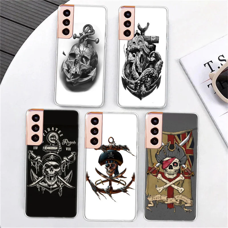 Pirate Anchor Skeleton Phone Case For Samsung A15 A25 A35 A55 A05S A03 A03S A04 A04S A13 A14 A23 A24 A33 A34 A53 A54 A73 A10S