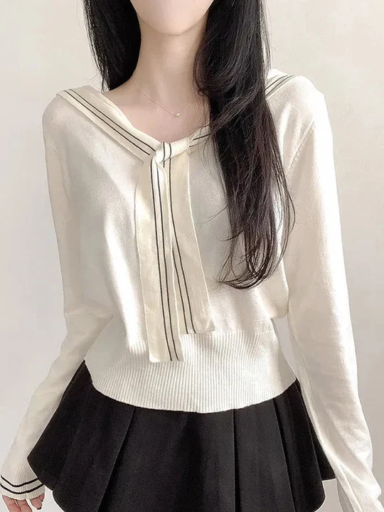 

Ретро Sle Thin ort Sve Long Knitted Base irt Женская модная внутренняя одежда Корейская версия Топ Модная осенняя новинка Arr...