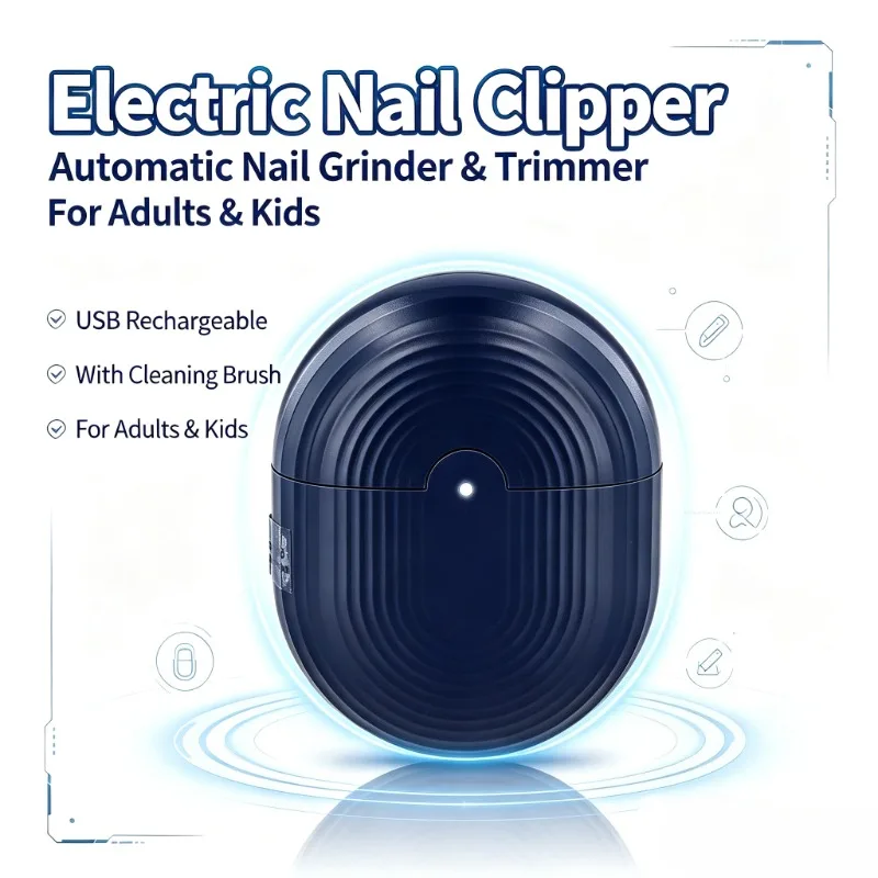 Electric Nail Clipper Automatic Nail Grinder with Cleaning Brush Portable Manicure Pedicure Nail Cutter for Baby Adult