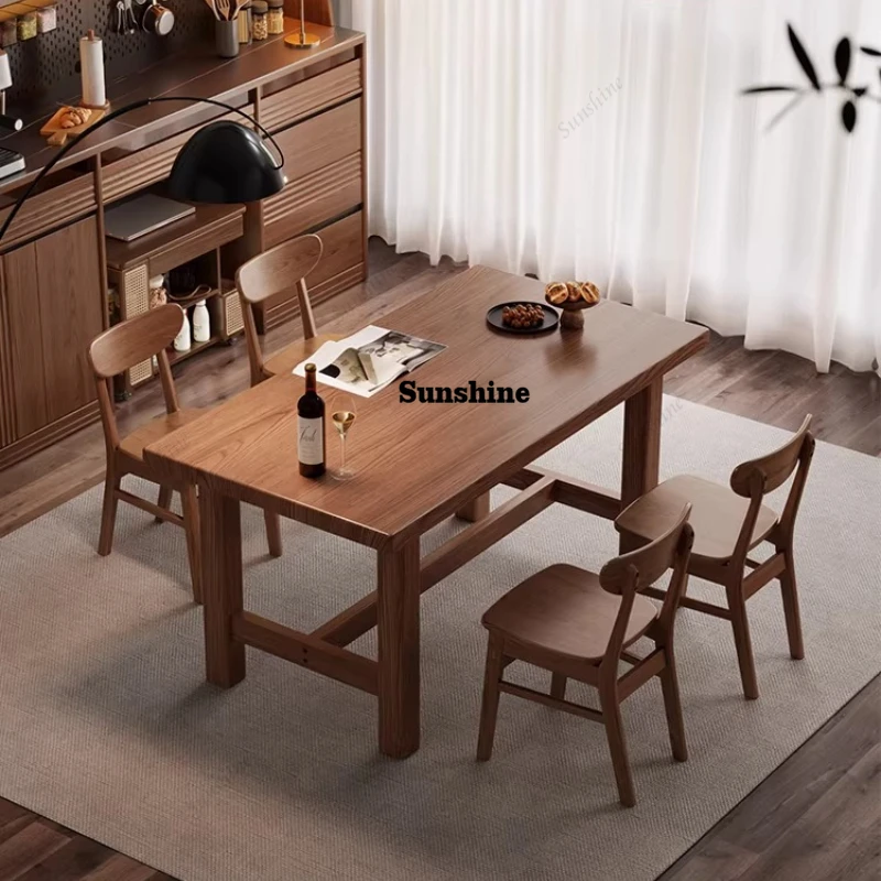 

Solid wood dining table rectangular simple long dining table large apartment dining table