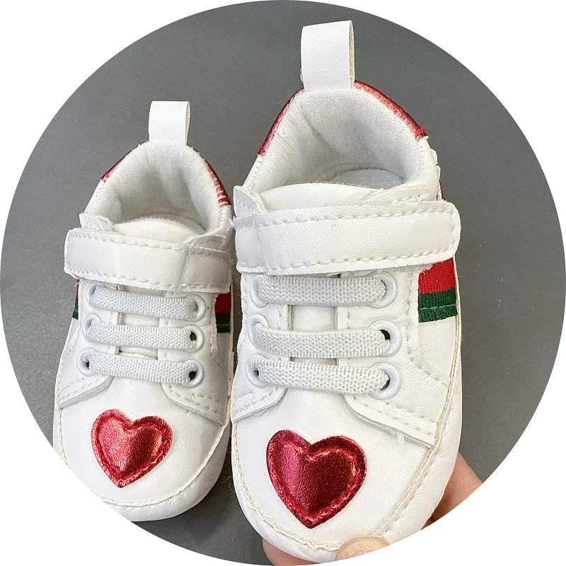 

White Soft-soled Sneaker Fashion Infant Spring Shoe Newborn Infant Girls and Boys Recreational Baptism Non-Slip Walking Shoes