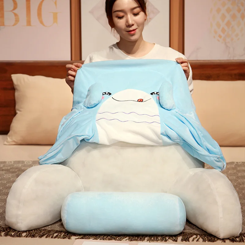 Lustige 2 Größen Kawaii Plüsch Tiere Blau & Grau & Rosa Shark Spielzeug Kissen Gefüllte Whale Bett Kopfstütze Hause Sofa bett Stuhl Kissen