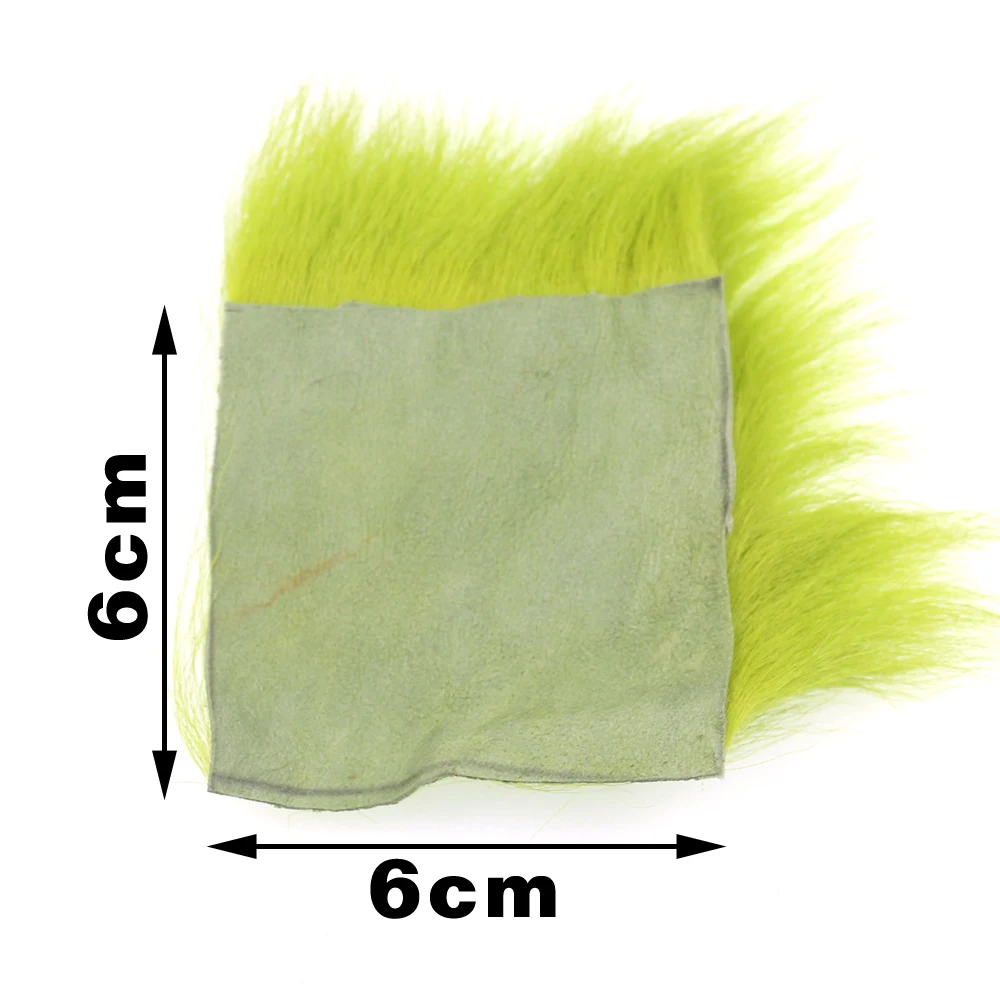 Wifreo 1PC 6X6CM Fly Tying Fur Patch for Parachute Fly Mini Bucktail Jig StreamersTying Fur Patch Chartreuse Orange White Yellow