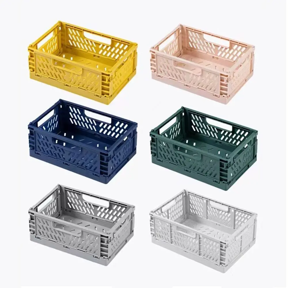 

Reliable Collapsible Foldable Storage Crate Stackable S/M/L Storage Baskets Durable Colorful Drawer Organizer Case Office