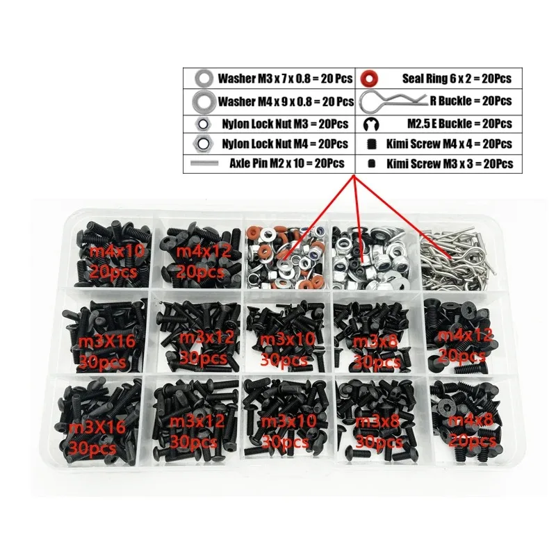 Screws Box Set for 1/8 1/10 Traxxas TRX-4 TRX-6 HSP Tamiya CFX MST HPI Kyosho D90 Axial SCX10 D110 RC Car Parts Repair Tools