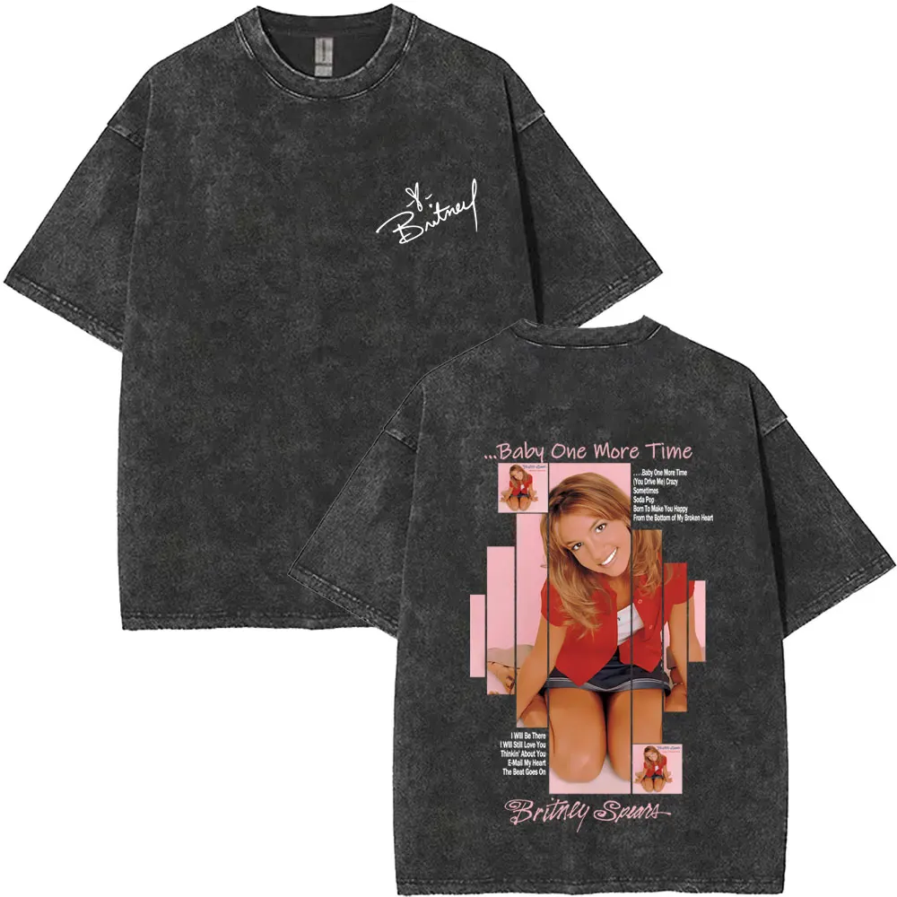 

Washed Vintage Britney Spears Baby One More Time Album Graphic T-shirt Men Women Fashion Retro Oversized Short Sleeve T Shirt