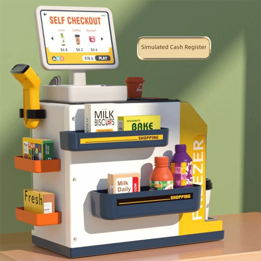 Vending Counter Role Play Cash Register Toy Educational Play House Simulation Coffee Machine Calculator Miniature Food 's Play