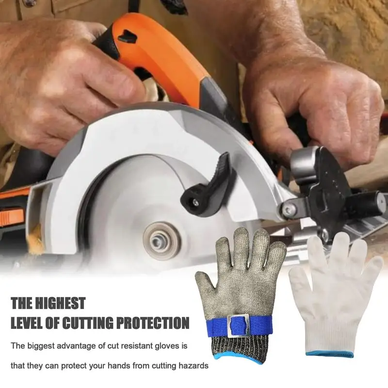 Pricking Protection Gloves Chain Gloves With Non-Slip Grip Comfortable Metal Handling Gloves With Adjustable Buckle For Carving