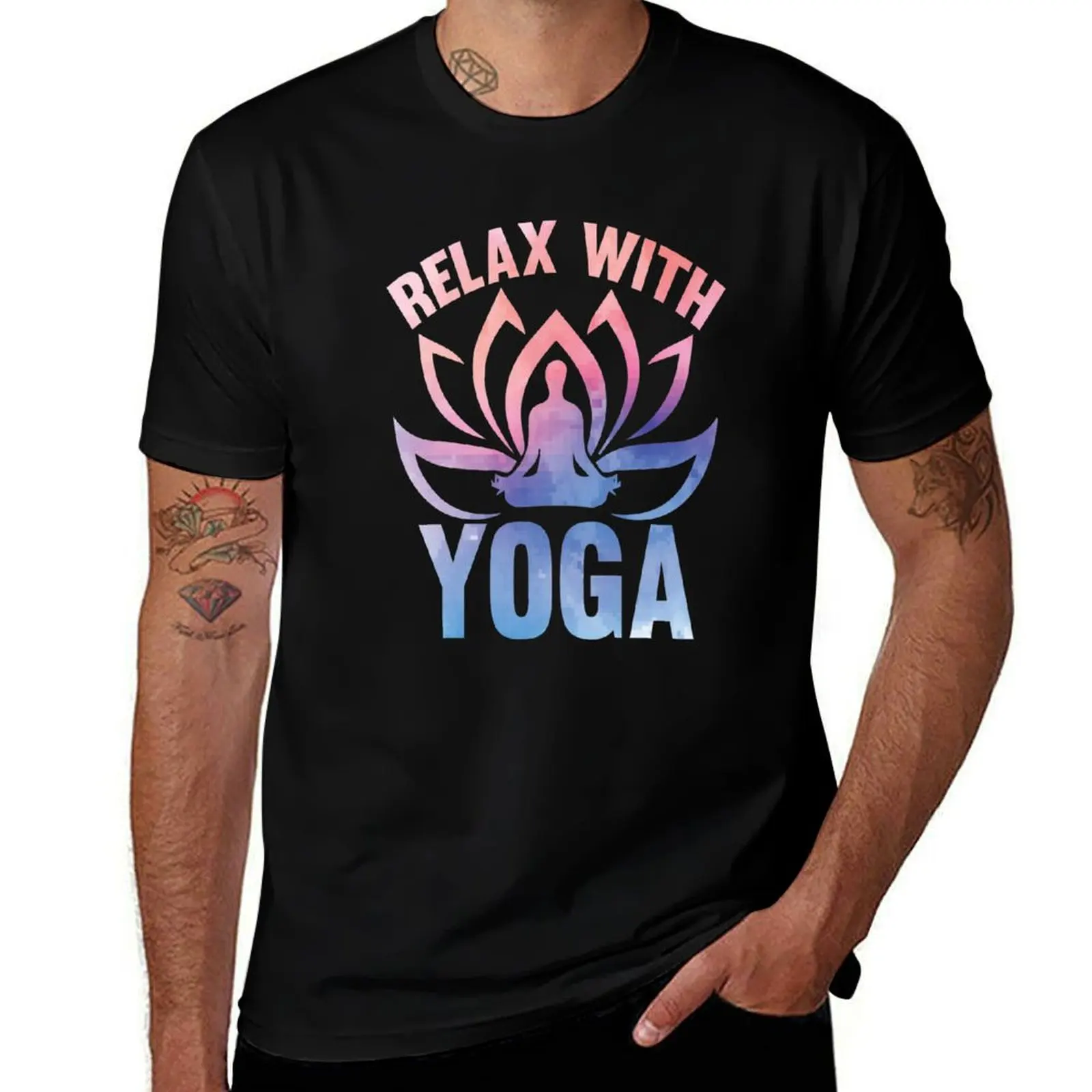 

Relax with Yoga , Yoga Lovers Quotes T-Shirt t shirts with prints t shirts for man pack cotton T-Shirt