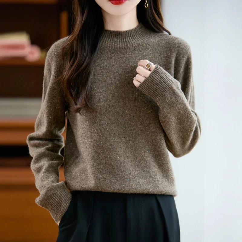 

100% Merino Wool Women's Pullover Sweater, Winter Warm Knitwear Loose Casual Tops (Characters: 68)
