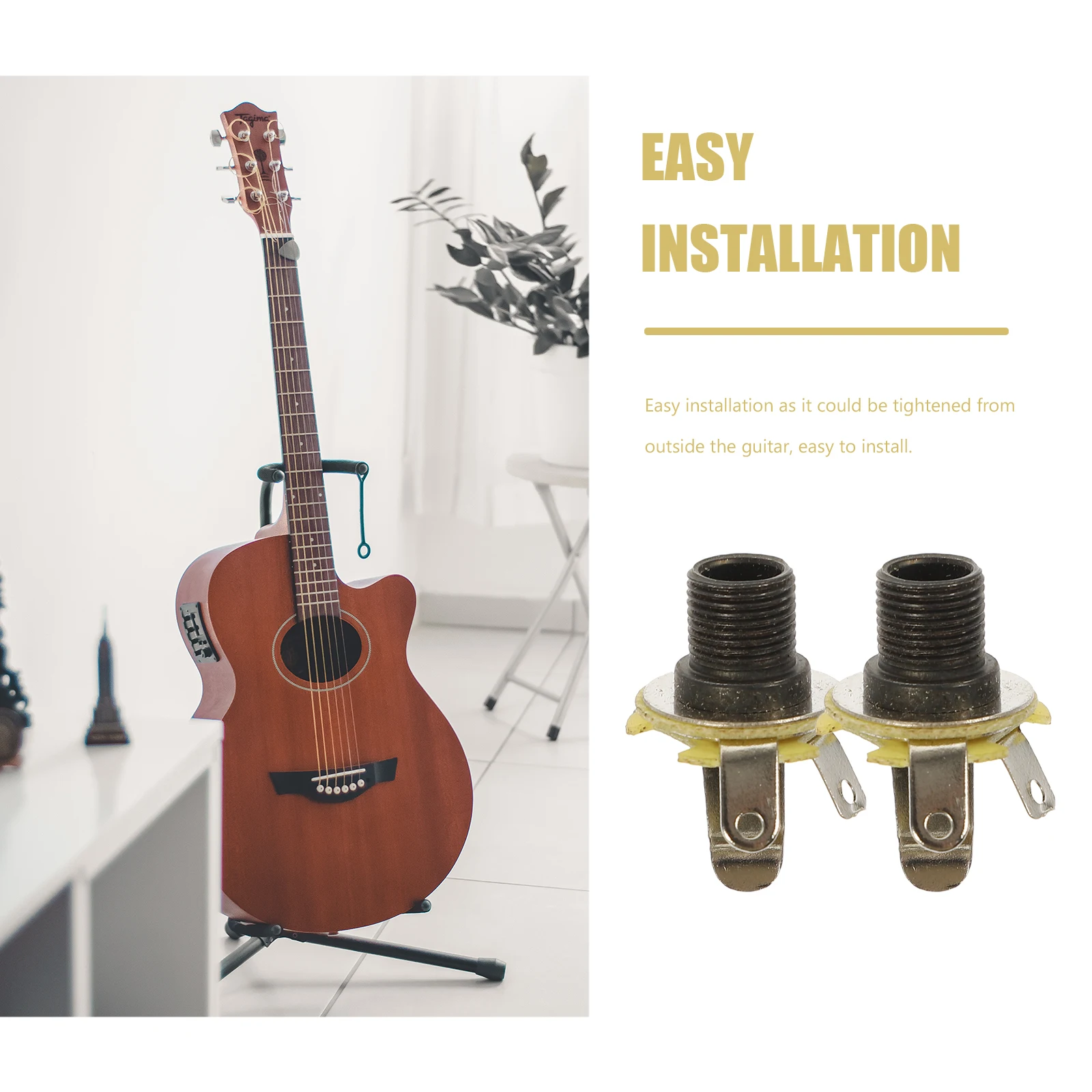 2 قطعة مقبس الغيتار الكهربائي 6.35 مللي متر الناتج المدخلات لوحة مقابس جبل المعادن أنثى جاك ل باس استبدال الغيتار الملحقات