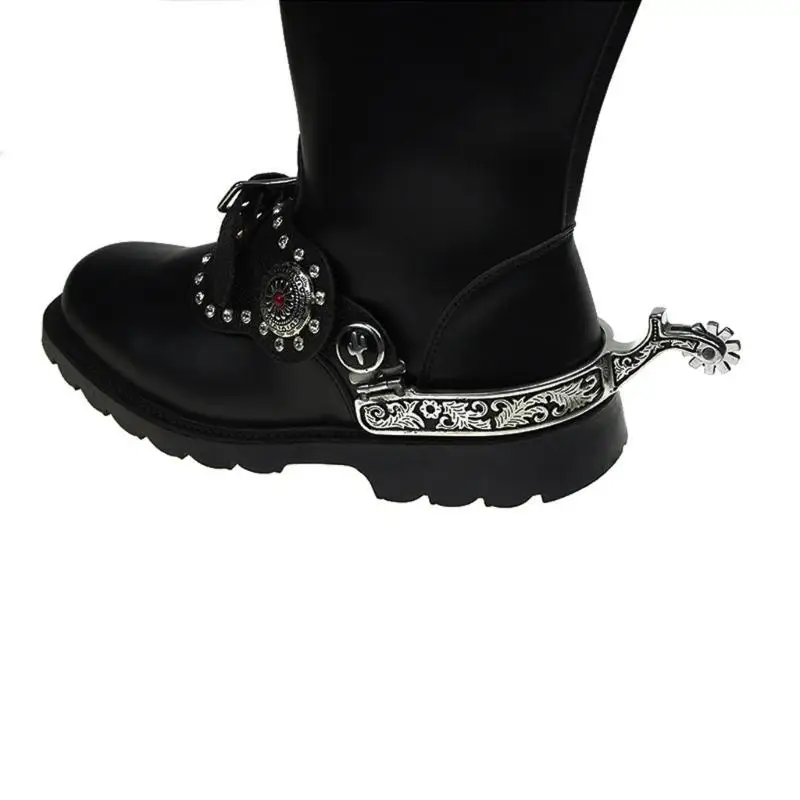 652F حصان من الفولاذ المقاوم للصدأ تحفيز Western Cowboy Horse Spur Horse Boot Decoration للفروسية المسابقة الترفيهية