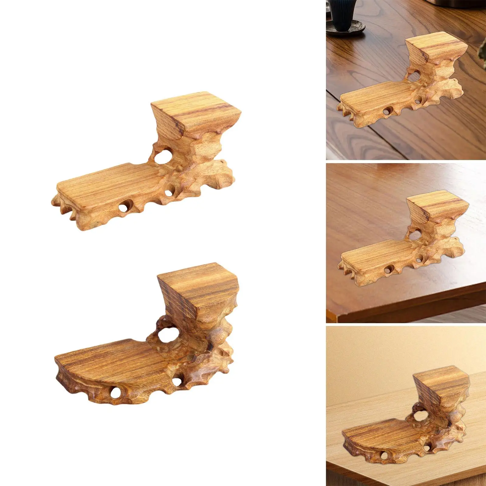Retro Wooden Base Creative Solid Wood Clay Pot Stand Ornaments Display Stand