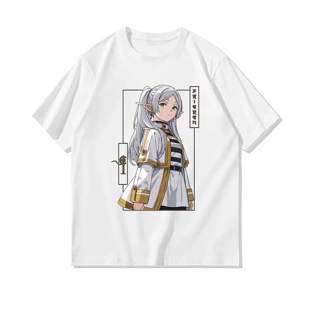 Frieren Anime Frieren Beyond Journeys End T-shirt Summer Cotton Woman Man Graphic T Shirts Adult O-neck Tops Breathable Cotton
