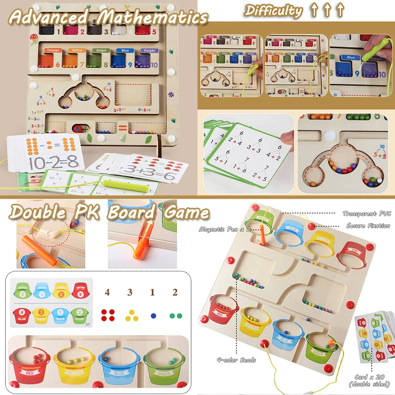 Laberinto Magnético De Madera QUOKKA De 22x22 Cm – Juego De Transporte Con 25 Bolas | Montessori Para Viajes En Coche De 2 A 6 Años